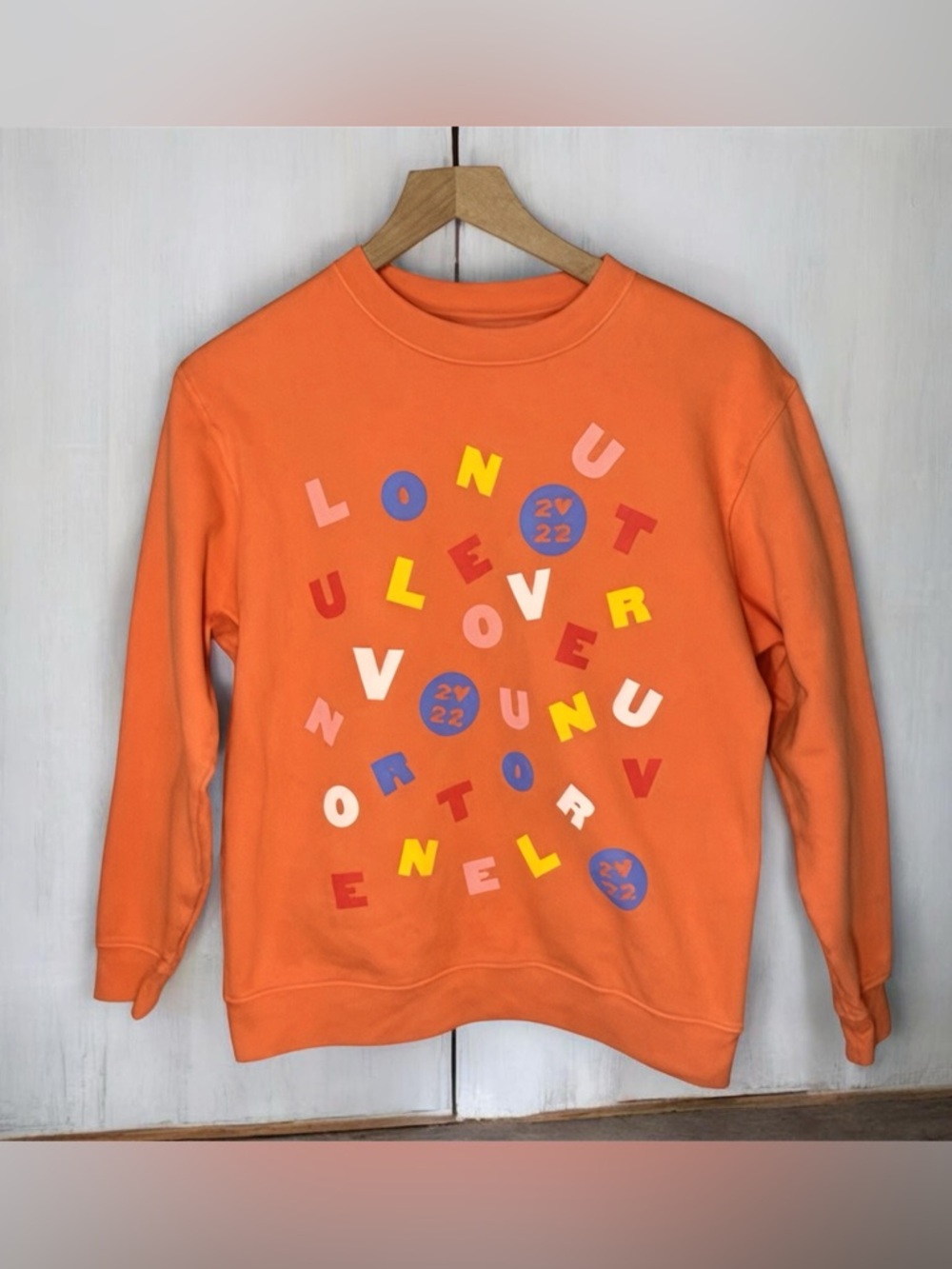 Harry Styles 2022 Love On Tour Love Soup Orange Alphabet Sweatshirt Sz S